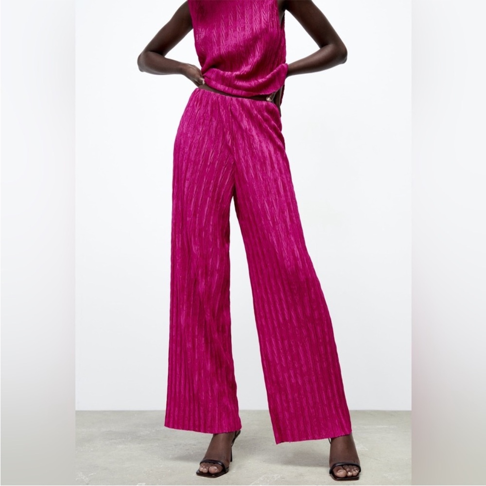 Zara PLEATED JACQUARD PANTS